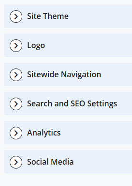 Screenshot of expanding headings and groups of options