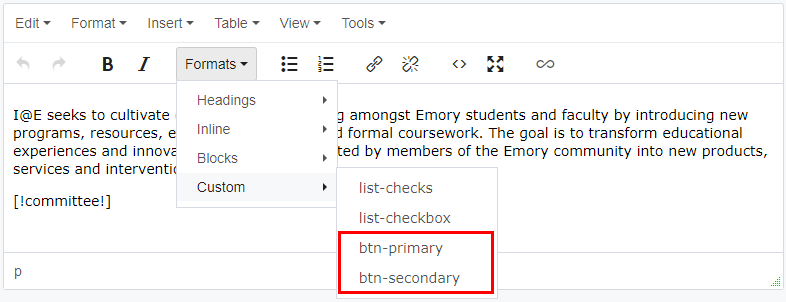 Primary and secondary button style options