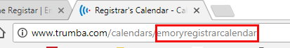 Trumba calendar URL