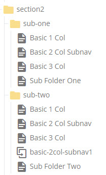 subnav folder with index pages