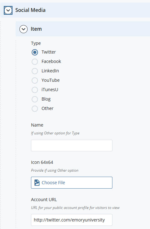 Social media settings