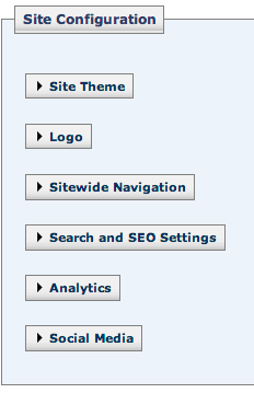 Screenshot of expanding headings and groups of options