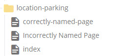Examples of correctly and incorrectly named pages
