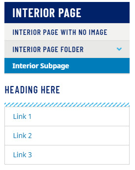 Interior page sidebar example