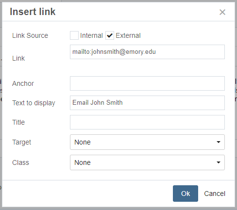 Create an email link.