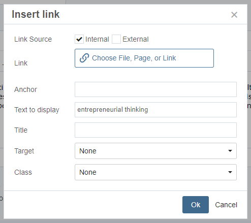 Create an internal link.